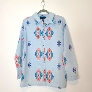 Vintage Denim & Co Southwestern Chambray Button Down Shirt